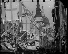 Looking East up Ludgate Hill at St Paul's Cathedral..., 1937 Creator: British Pathe Ltd.