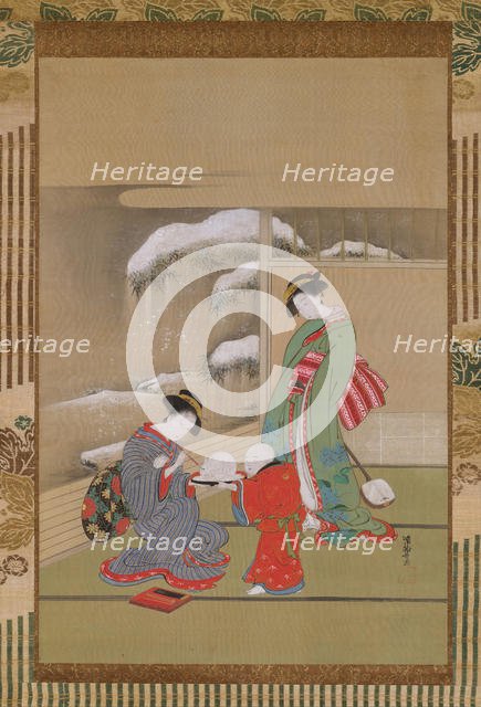 Painting the Eyes on a Snow Rabbit , ca. 1780. Creator: Isoda Koryusai.