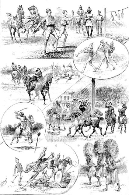 Regimental sports of 21st Hussars at Bangalore, in India, from sketches by Granville B. Baker, 1890. Creator: Carl Hentschel.