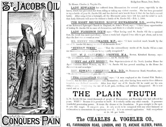 Advertisement for St. Jacob’s Oil, 1890. Creator: Unknown.