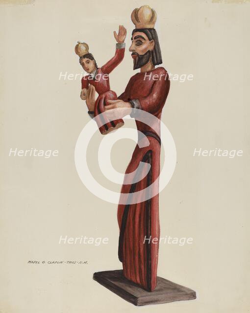 Carved and Painted Santo-San Jose, c. 1937. Creator: Majel G. Claflin.