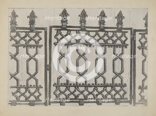 Cast Iron Rail and Gate, c. 1936. Creator: Arelia Arbo.