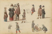 Figures in seventeenth-century clothing, 1852. Creator: Cornelis Springer.