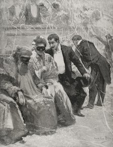 At the dance - carnival scene at the Baile del Real, Madrid, Spain 1898.  Creator: Enrique Laporta Valor.