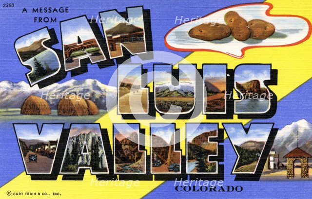 'A Message From San Luis Valley, Colorado', postcard, 1941. Artist: Unknown