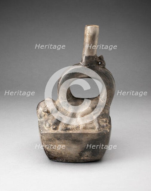 Stirrup Spout Vessel Depicting Reclining Figures, A.D. 1100/1470. Creator: Unknown.