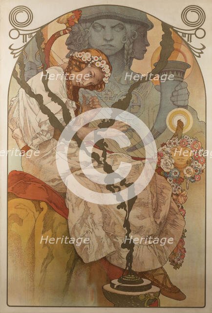 Poster for the exhibition The Slav Epic (Slovanská epopej), 1928. Creator: Mucha, Alfons Marie (1860-1939).