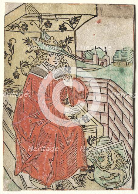 Hartlib's Alexander: Alexander Seated on Throne, 1400s. Creator: Unknown.