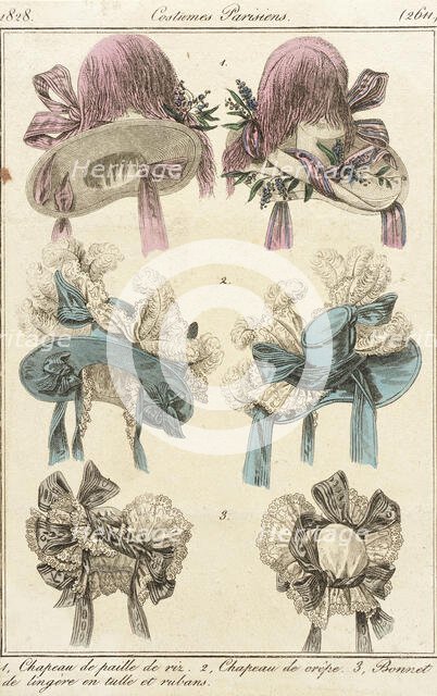 Fashion Plate (Costumes Parisiens), 1828. Creator: Unknown.