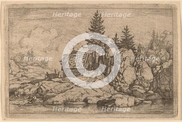 Two Fir Trees near Cottages, probably c. 1645/1656. Creator: Allart van Everdingen.