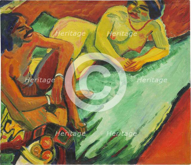 Indian and female nude, 1910. Creator: Pechstein, Hermann Max (1881-1955).