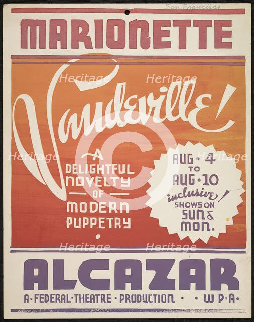 Vaudeville, San Francisco, [193-]. Creator: Unknown.