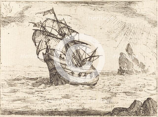 Ship Navigating Near Rocks. Creator: Jacques Callot.