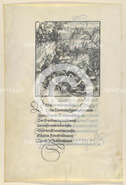 Unfalo Causing a Fall of Theuerdanck's Horse, from Theuerdanck, 1517. Creator: Hans Schäufelein the Elder.