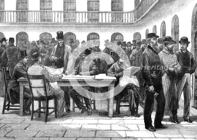 The Irish Land League: recreation time in Kilmainham Prison, from a sketch by A. O'Kelly, 1881. Creator: Unknown.