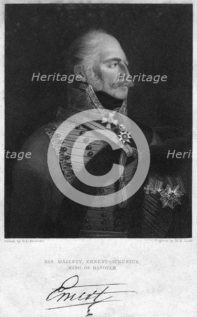Ernest Augustus I of Hanover, King of Hanover, 19th century.Artist: H R Cook
