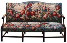 Settee, belonging to a suite of Chippendale furniture covered in an 18th-century tapestry, (c1920). Artist: Unknown