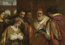 Saint Domitilla receiving the veil from Pope Clement I. Artist: Cortona, Pietro da (1596-1669)