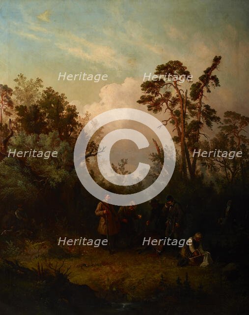 Boar-Hunting, 1857. Creator: Franciszek Kostrzewski.