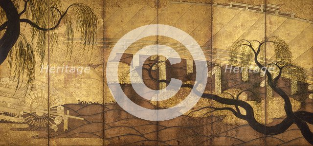 The River Bridge at Uji, 1568-1615. Artist: Anonymous  