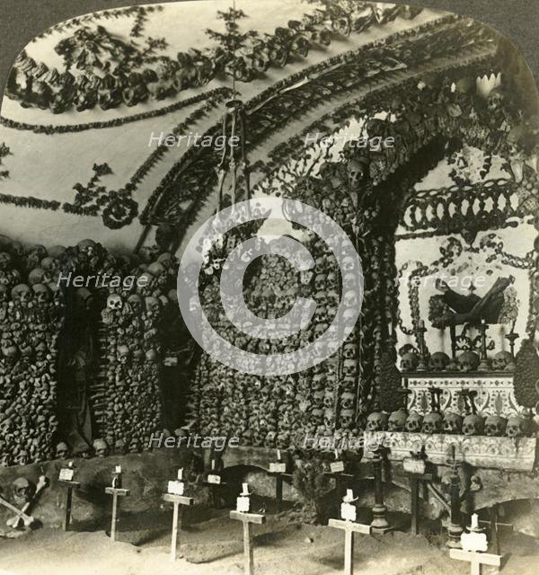 'Chamber in Cappuccini catacombs with earth from Palestine, Rome', c1909. Creator: Unknown.