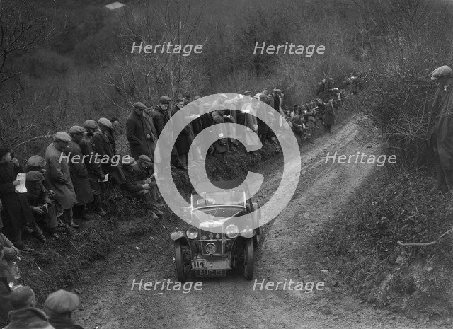 MG PA of JWS Johnson competing in the MCC Lands End Trial, 1935. Artist: Bill Brunell.