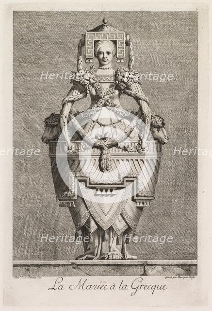 Mascarade à la Grecque: La Mariée à la Grecque (Plate 6), 1771. Creator: Benigno Bossi (Italian, 1727-1792).