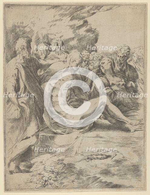 The Entombment; Christ with legs outstretched, the Virgin at right, 1590-1600. Creator: Guido Reni.