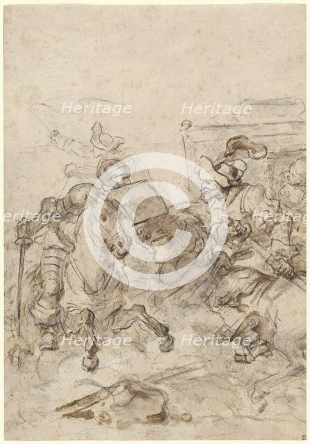 Don Quixote Attacking the Biscayan, 1780s. Creator: Jean-Honore Fragonard.