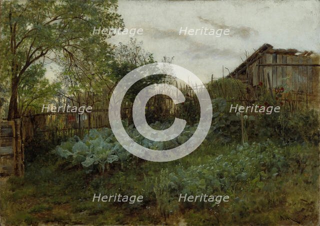 The Back Garden, between 1850 and 1860. Creator: Adolph Menzel.