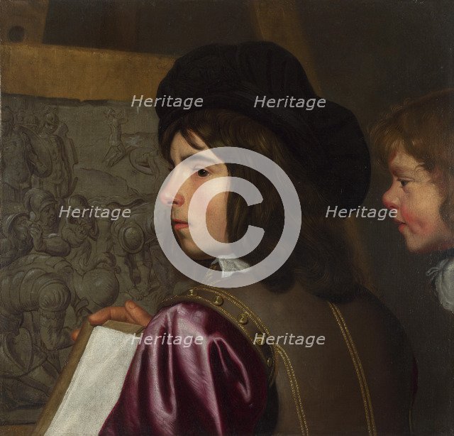 Two Boys before an Easel, c. 1645. Artist: Oost, Jacob van, the Elder (1601-1671)