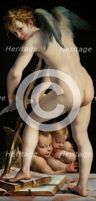 Bow-carving Cupid, Between 1534 und 1540. Artist: Parmigianino (1503-1540)