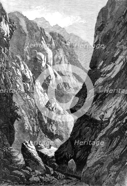 The Abyssinian Expedition: the Middle Sooroo Defile in the Senafe Pass, 1868. Creator: Mason Jackson.