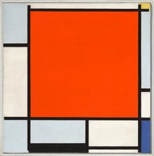 Composition with Large Red Plane, Bluish Gray, Yellow, Black and Blue, 1922. Creator: Mondrian, Piet (1872-1944)