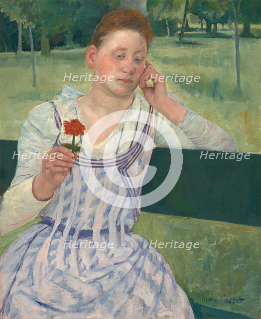 Woman with a Red Zinnia, 1891. Creator: Mary Cassatt.