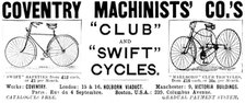 Advertisement for the Coventry Machinists’ Co., 1890. Creator: Unknown.