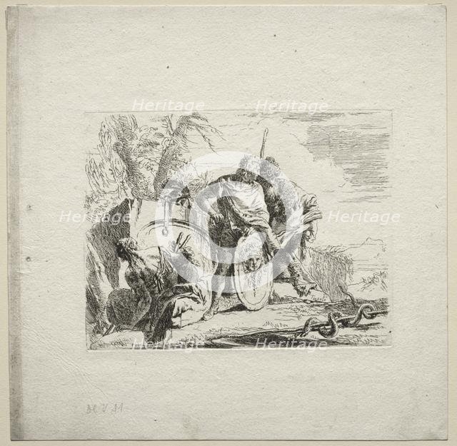 Various Caprices: The Young Soldier and the Astrologer, 1785. Creator: Giovanni Battista Tiepolo (Italian, 1696-1770).