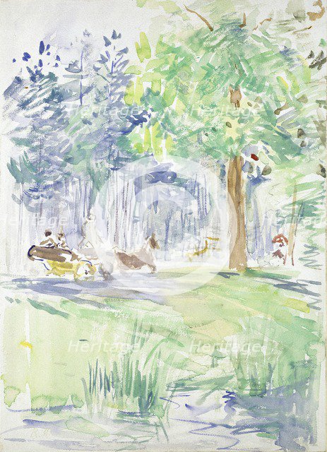 Horse and Carriage on a woodland Road, after 1883. Artist: Berthe Morisot.