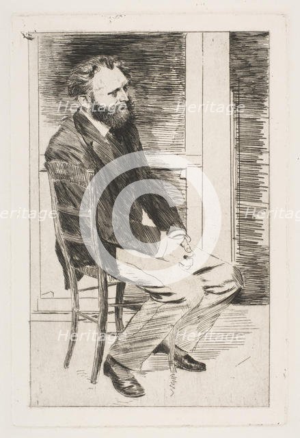 Manet Seated, Turned to the Right, 1864-65. Creator: Edgar Degas.