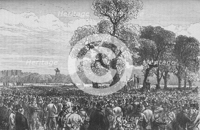 'Meeting at the Reformers' Tree, Hyde Park', c1890. Artist: CR.