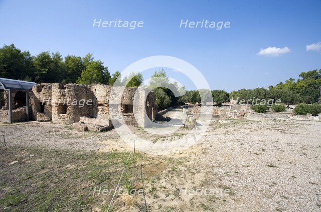 Roman houses in Olympia, Greece. Artist: Samuel Magal