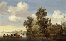 River Landscape with a Ferry, 1650. Creator: Salomon Ruysdael.