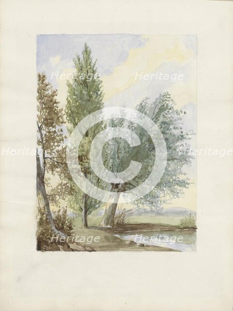 Landscape with trees on a waterfront, c.1819-c.1870. Creator: Anon.