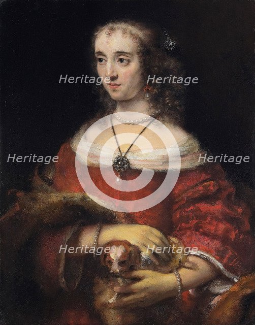 Portrait of a Lady with a Lap Dog, ca 1665. Artist: Rembrandt van Rhijn (1606-1669)