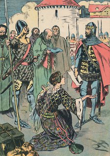 'Queen Philippa Pleads for the Men of Calais', c1907. Artist: Unknown.