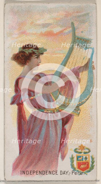 Independence Day, Peru, from the Holidays series (N80) for Duke brand cigarettes, 1890., 1890. Creator: George S. Harris & Sons.