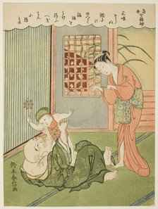 Hotei, from the series "The Seven Gods of Good Luck in Modern Life (Ukiyo shichi fukujin)", c. 1769. Creator: Suzuki Harunobu.
