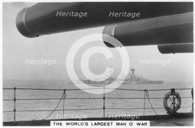 Battlecruiser HMS 'Hood', seen from HMS 'Nelson', 1937. Artist: Unknown