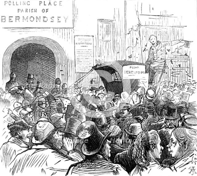 Metropolitan Boroughs election sketches: a martyr in the cause, 1874. Creator: Unknown.