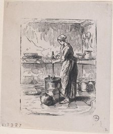 Woman Churning, ca. 1850-59. Creator: Jacques-Adrien Lavieille.